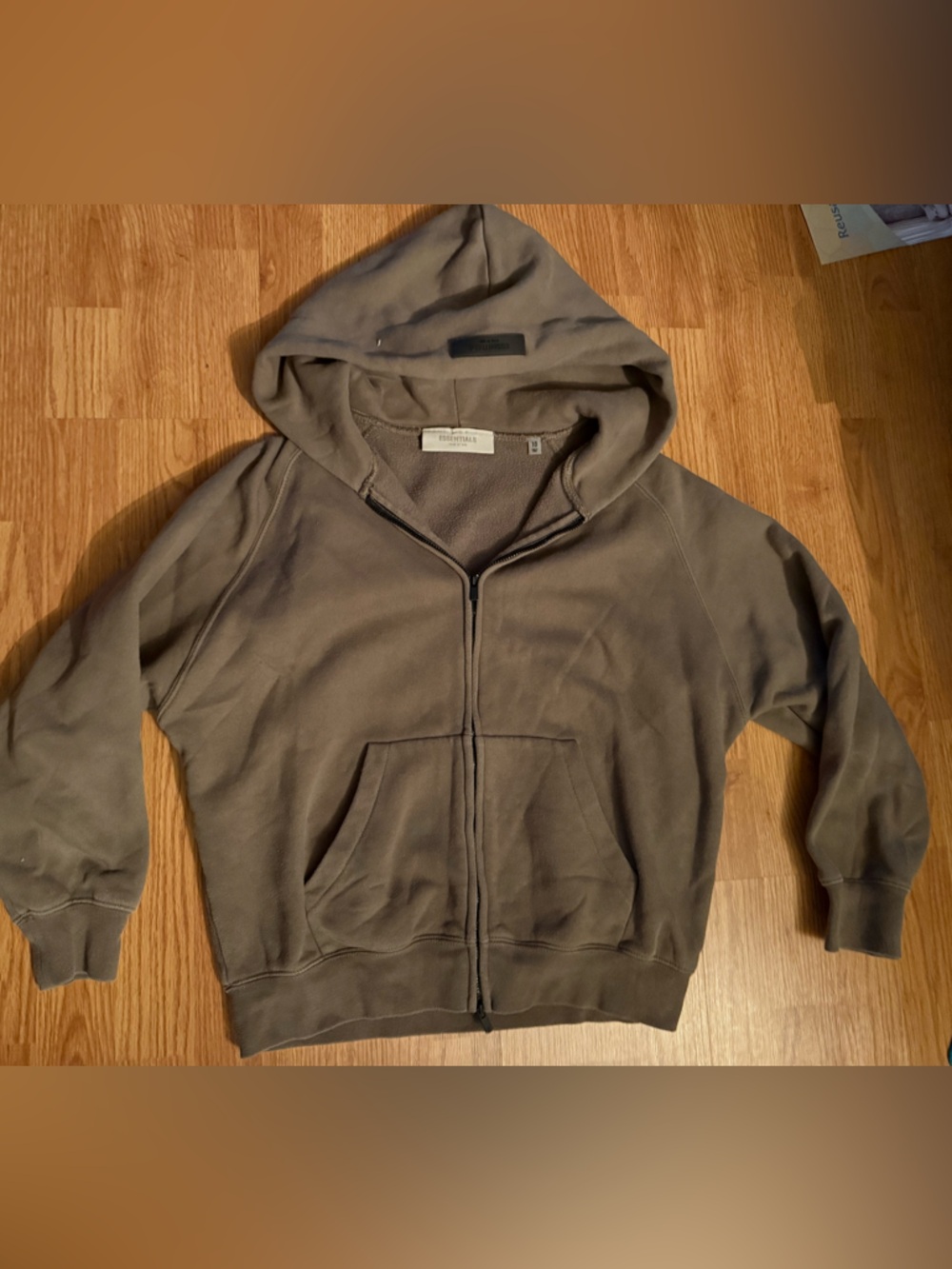 Fear of god Essentials kids  Zip-Up Hoodie Brown Sz 10 Streetwear 2 zippers flaw
